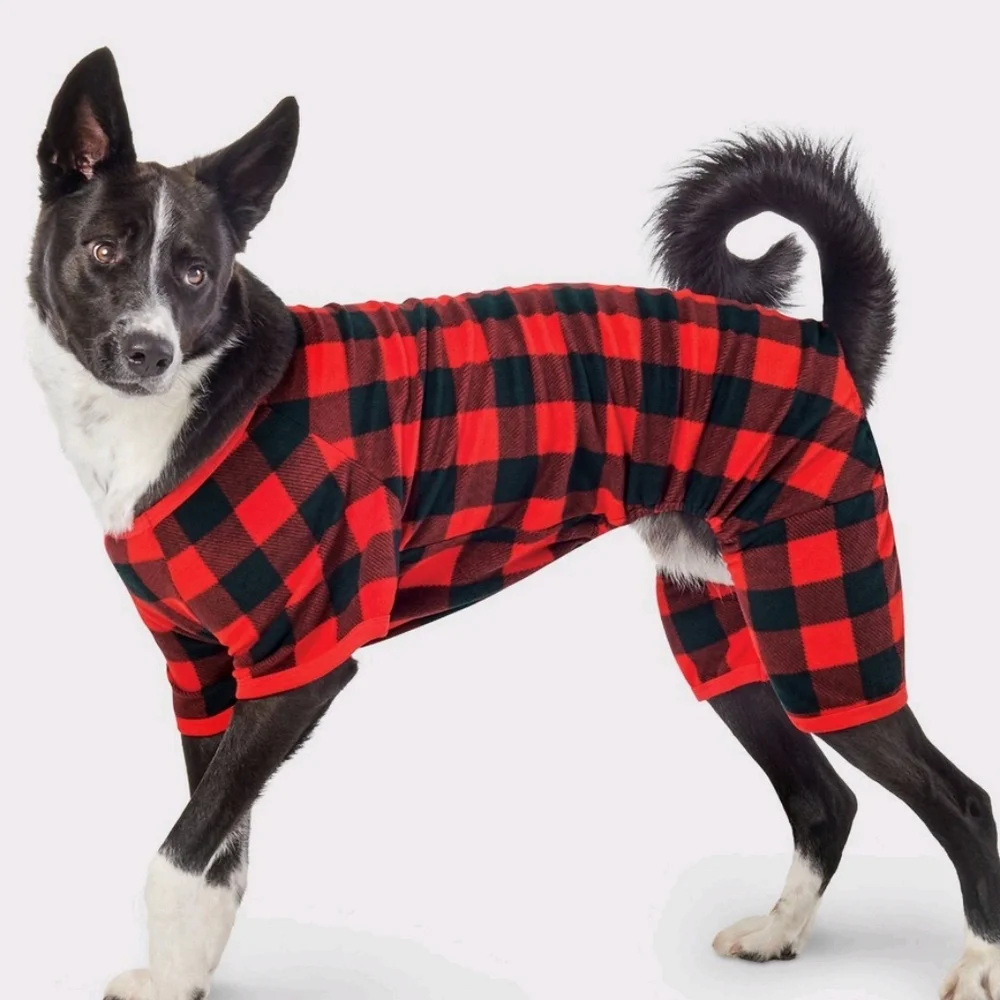 XL Target Wondershop pet dog pajamas red & black plaid XL up to 100lbs